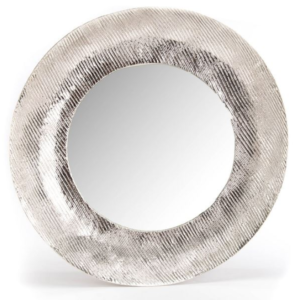 Miroir rond argenté en relief