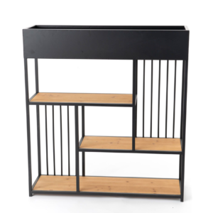 Console étagère noire et bois 108x100x30